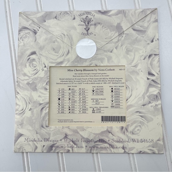 Mirabilia Designs Miss Cherry Blossom Japanese Vintage Cross Stitch Pattern - Picture 4 of 5